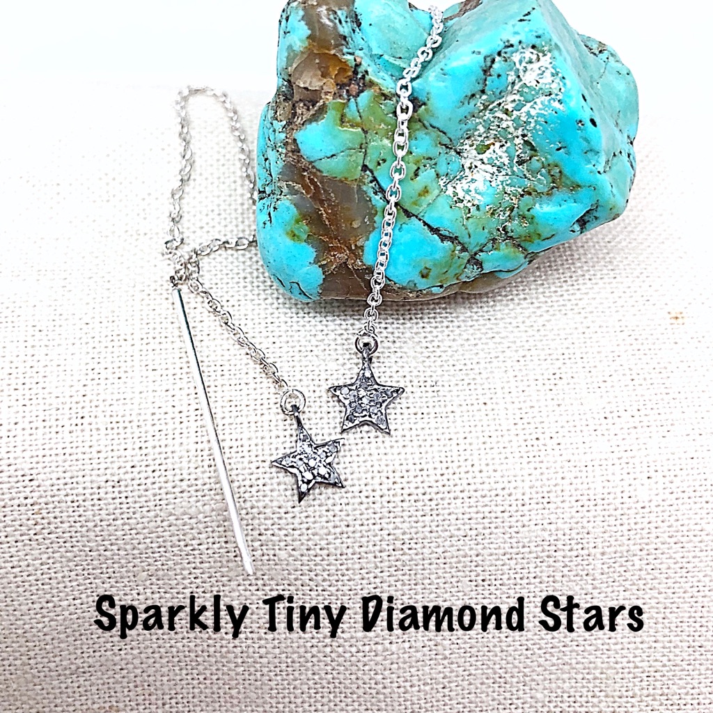 New Diamond Star Threader Earrings Sterling
